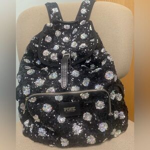 Black glitter sequins backpack